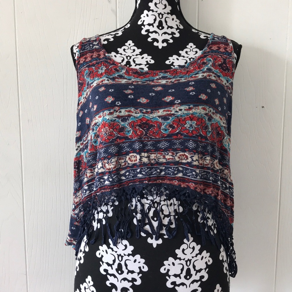🍓red white and blue cropped tank top